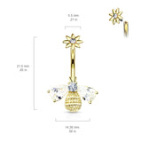Buzzy Bee Belly Ring with Rose Gold Plating - Fixed (non-dangle) Belly Bar. Navel Rings Australia.