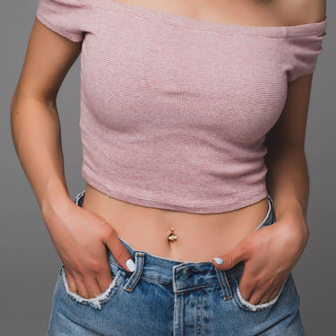 Buzzy Bee Belly Ring with Rose Gold Plating - Fixed (non-dangle) Belly Bar. Navel Rings Australia.