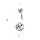 Flat Disc Internally Threaded Gem Belly Bar with Gold Plating - Basic Curved Barbell. Navel Rings Australia.