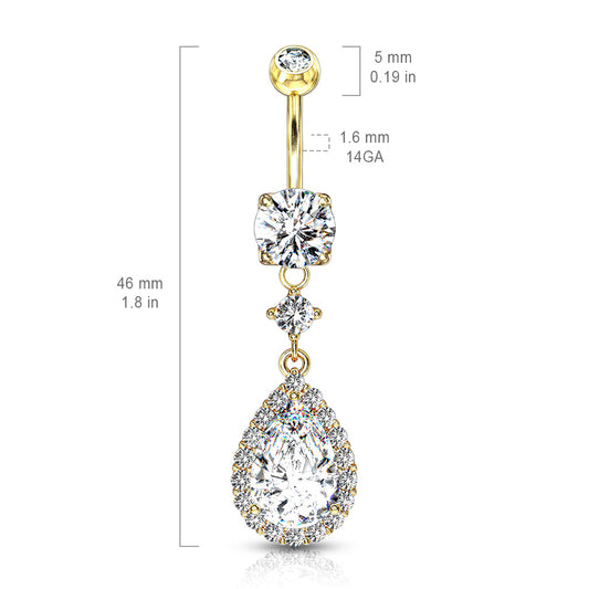 Sphynx Teardrop Belly Dangle - Dangling Belly Ring. Navel Rings Australia.