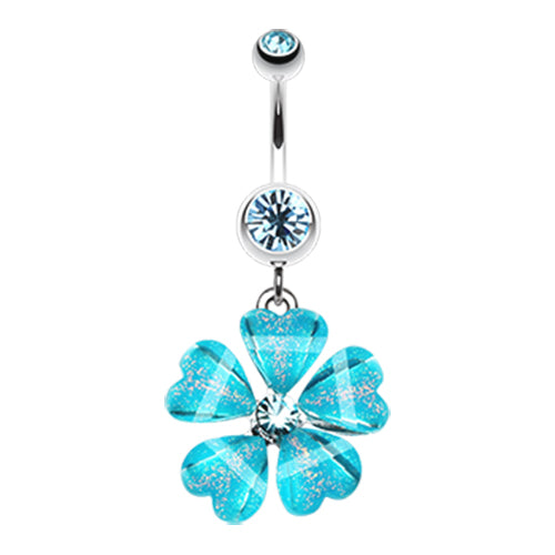 Waikiki Flower Belly Button Ring - Dangling Belly Ring. Navel Rings Australia.