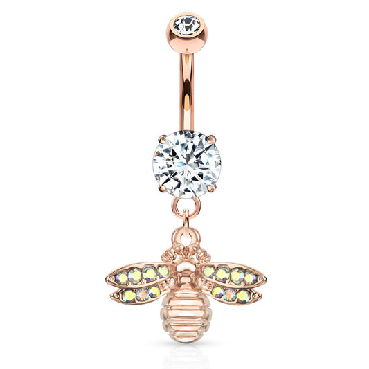 She Bee Belly Dangle with Rose Gold Plating - Dangling Belly Ring. Navel Rings Australia.