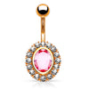 Roxette's Fandango Pink Belly Bar with Rose Gold Plating