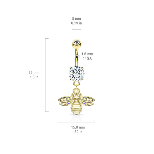 She Bee Belly Dangle with Rose Gold Plating - Dangling Belly Ring. Navel Rings Australia.