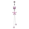 Bezelled Flower Chain Belly Dangle - Dangling Belly Ring. Navel Rings Australia.