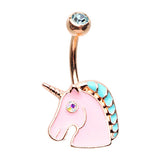 The BFF Unicorn Belly Bar in Rose Gold - Fixed (non-dangle) Belly Bar. Navel Rings Australia.
