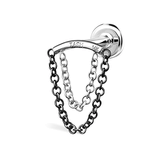 Double Chain Drape Earring by Maria Tash in 14K White Gold
