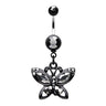 Blackline Butterfly Belly Bar - Dangling Belly Ring. Navel Rings Australia.