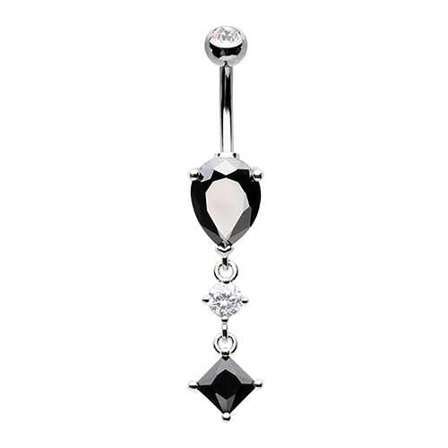 Ebony Diamond Dangly Belly Bar