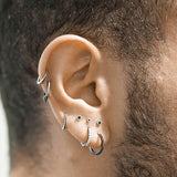 Scalloped Genuine Black Diamond Threaded Stud Earring by Maria Tash in 18K White Gold. Flat Stud. - Earring. Navel Rings Australia.
