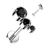 Internally Threaded Titanium Trio Body Jewellery. Labret, Monroe, Tragus and Cartilage Earrings.