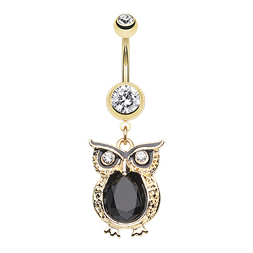 The Cocky Owl Belly Ring - Dangling Belly Ring. Navel Rings Australia.