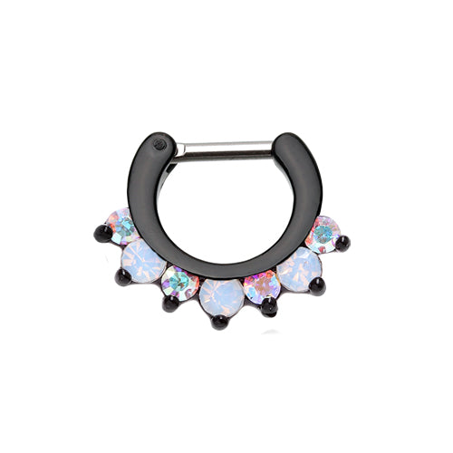 Midnight White Opal Septum Clicker - Septum. Navel Rings Australia.