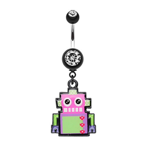 My Pastel Robot Dangly Navel Piercing Bar - Dangling Belly Ring. Navel Rings Australia.