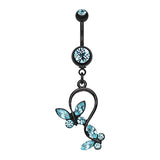 Blackline Fantasy Butterfly Belly Bar - Dangling Belly Ring. Navel Rings Australia.