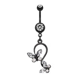 Blackline Fantasy Butterfly Belly Bar - Dangling Belly Ring. Navel Rings Australia.