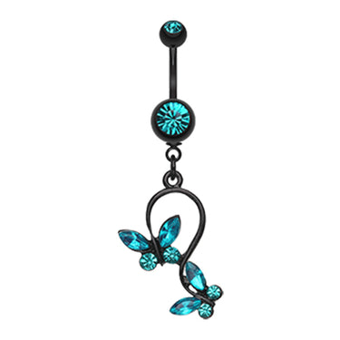 Blackline Fantasy Butterfly Belly Bar - Dangling Belly Ring. Navel Rings Australia.