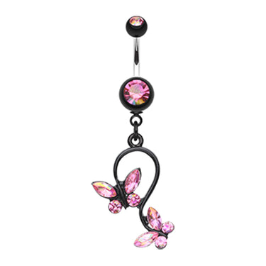 Blackline Fantasy Butterfly Belly Bar - Dangling Belly Ring. Navel Rings Australia.