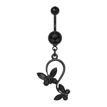 Blackline Fantasy Butterfly Belly Bar - Dangling Belly Ring. Navel Rings Australia.