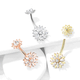 Marquise Fleurir Internally Threaded Belly Bar