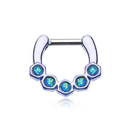 Oriana Hex Opal Septum Clicker - Septum. Navel Rings Australia.
