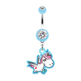 The Flying Unicorn Belly Bar - Dangling Belly Ring. Navel Rings Australia.