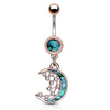 Purusha Sukta Mother of Pearl Inlay Belly Bar with Rose Gold Plating