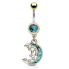 Purusha Sukta Mother of Pearl Inlay Belly Bar with Gold Plating