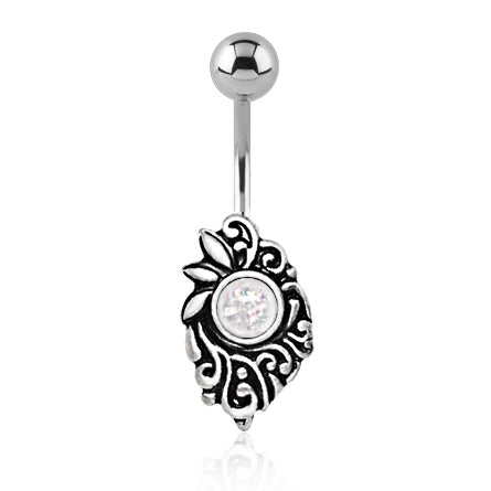 Bohemian Opal Obsession Belly Bar - Fixed (non-dangle) Belly Bar. Navel Rings Australia.