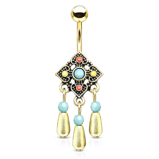 Indie City Belly Dangle with Gold Plating - Dangling Belly Ring. Navel Rings Australia.