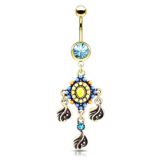Indie Dream Reverie Belly Dangle with Gold Plating - Dangling Belly Ring. Navel Rings Australia.