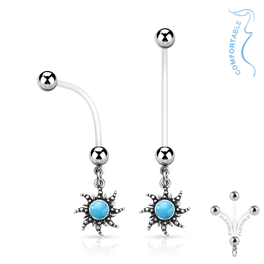 Turquoise Bohemian Sun Maternity Belly Rings