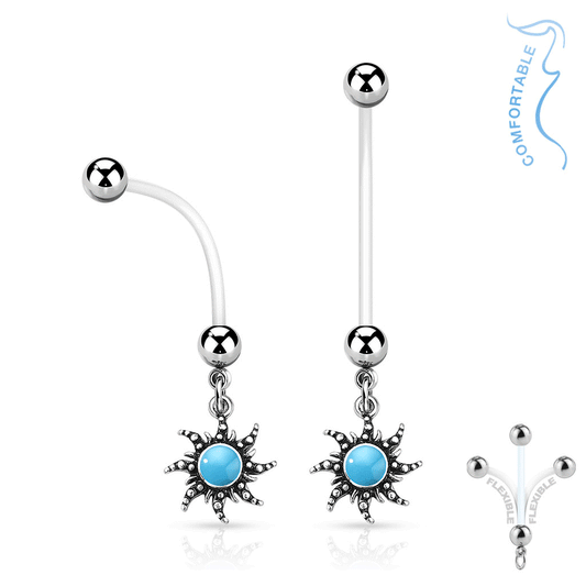 Turquoise Bohemian Sun Maternity Belly Rings