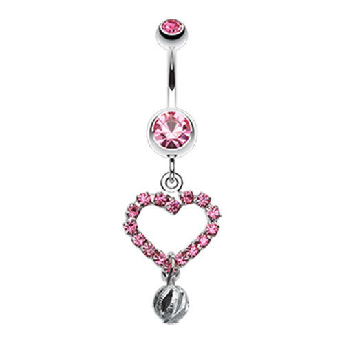 Quality 316L Steel Extravagant Dangling Love Heart Navel Ring. Hot ...