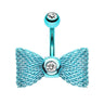 Metallic Mesh Bow Belly Rings - Fixed (non-dangle) Belly Bar. Navel Rings Australia.
