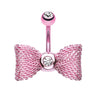 Metallic Mesh Bow Belly Rings - Fixed (non-dangle) Belly Bar. Navel Rings Australia.
