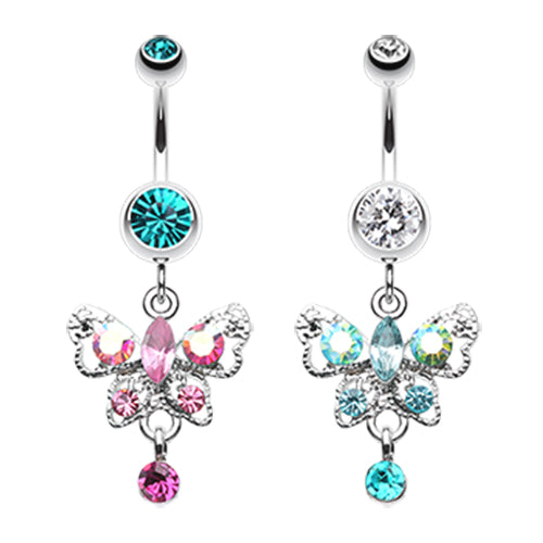 Moonlit Butterfly Belly Ring - Dangling Belly Ring. Navel Rings Australia.