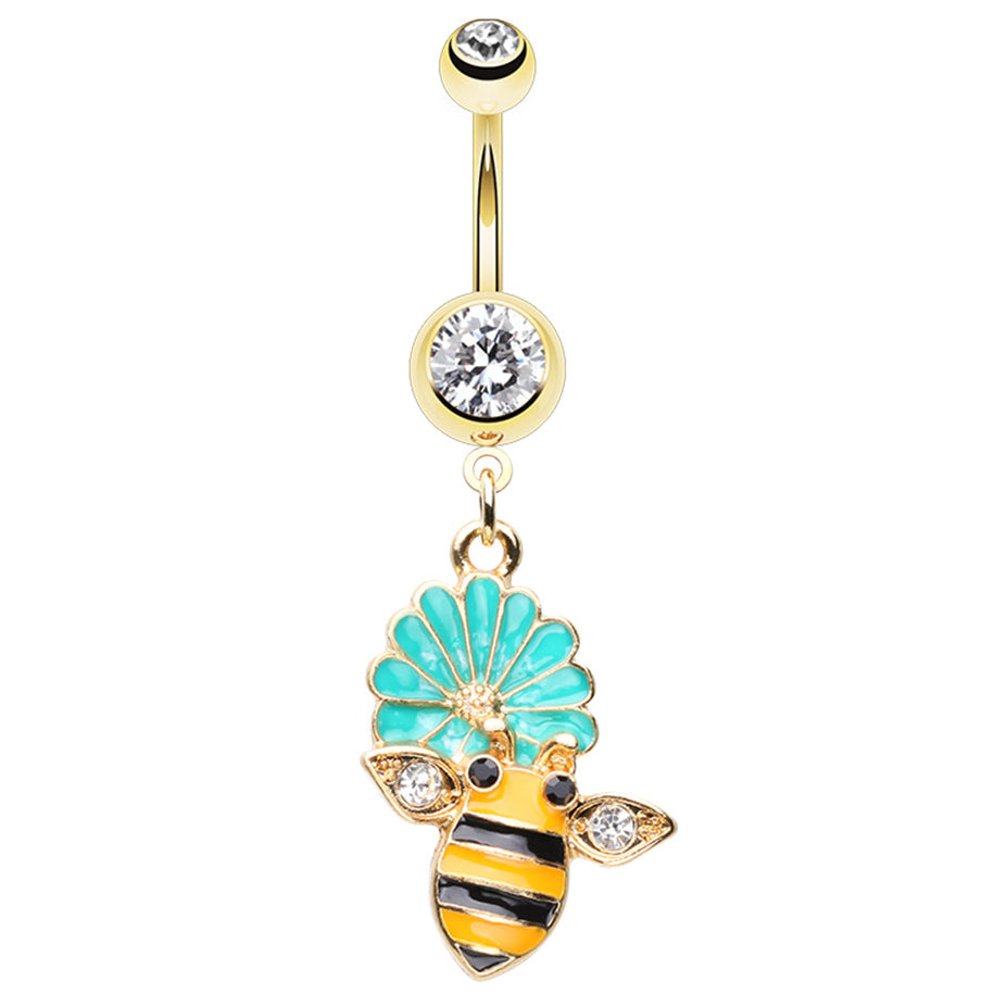 Bumble Buzz Flower Belly Dangle - Dangling Belly Ring. Navel Rings Australia.