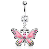 La Allure Butterfly Belly Ring - Dangling Belly Ring. Navel Rings Australia.