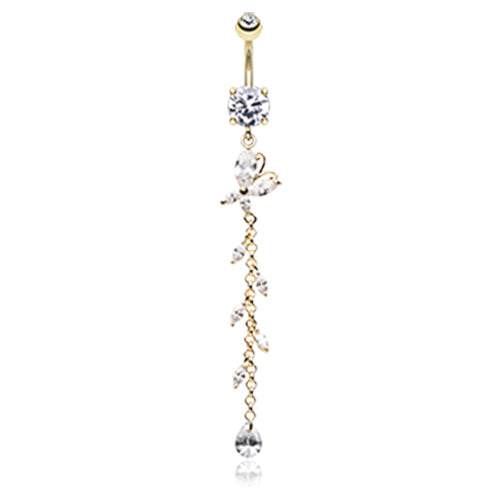 Bonnie Butterfly Belly Dangle in Gold - Dangling Belly Ring. Navel Rings Australia.