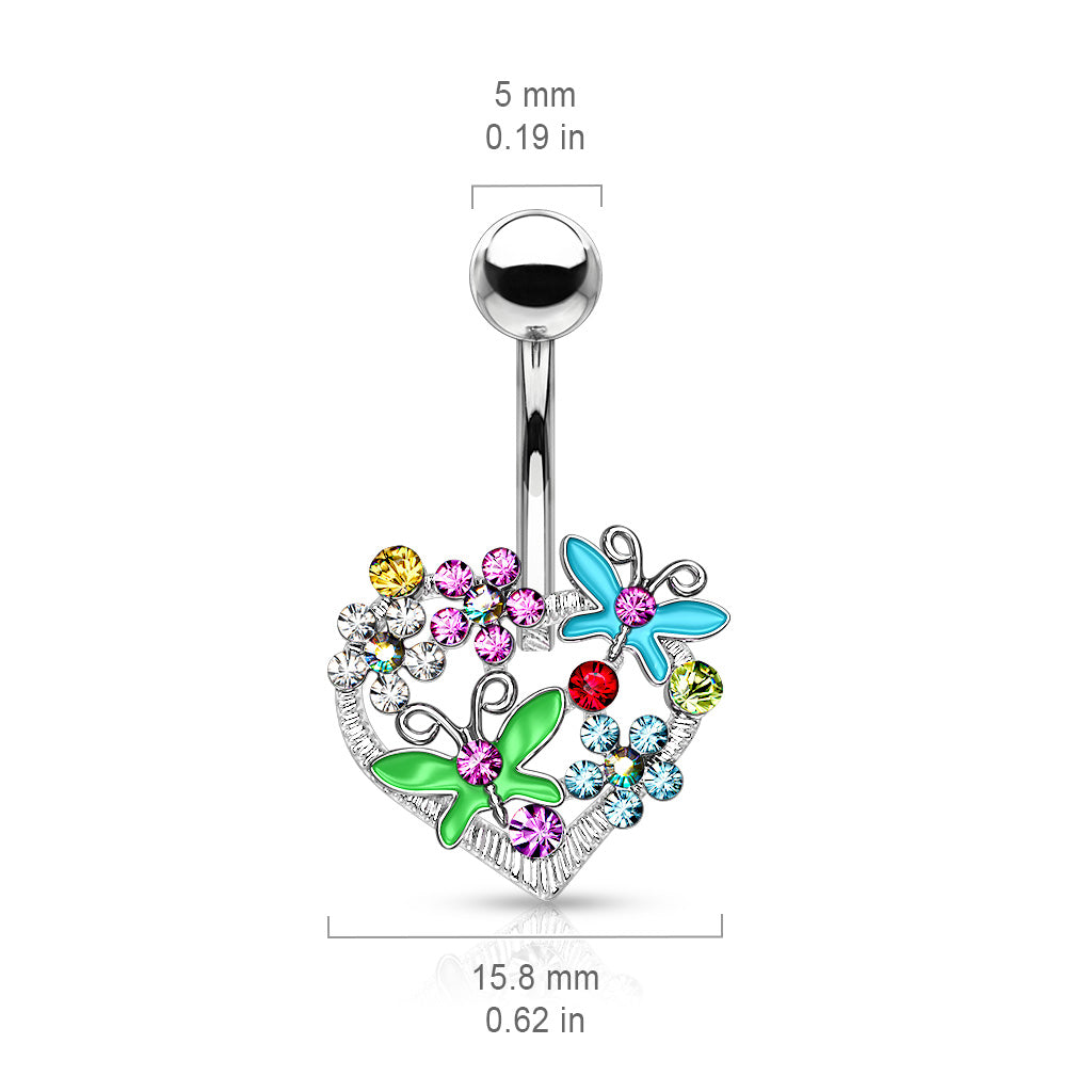 Springs Butterfly Flower Belly Ring - Fixed (non-dangle) Belly Bar. Navel Rings Australia.