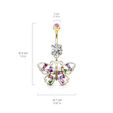 Crystal Stack Butterfly Belly Dangle - Dangling Belly Ring. Navel Rings Australia.