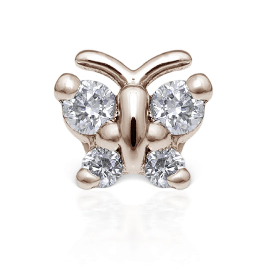 Diamond Butterfly Earring by Maria Tash in 18K Rose Gold. Flat Stud. - Earring. Navel Rings Australia.