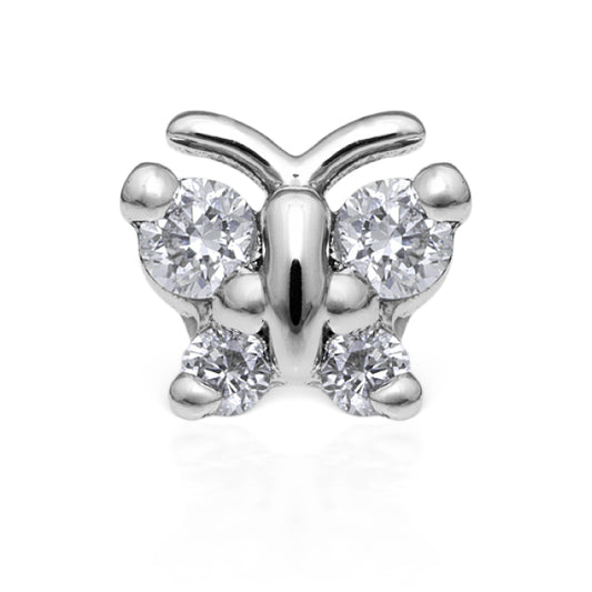 Diamond Butterfly Earring by Maria Tash in 18K White Gold. Flat Stud. - Earring. Navel Rings Australia.