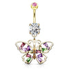 Crystal Stack Butterfly Belly Dangle with Gold Plating