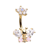 Flora Butterfly Belly Ring with Gold Plating