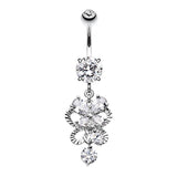 Butterfly Flurry Stack Belly Dangle - Dangling Belly Ring. Navel Rings Australia.