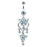 Sophistiqué Butterfly Chandelier Belly Ring - Dangling Belly Ring. Navel Rings Australia.
