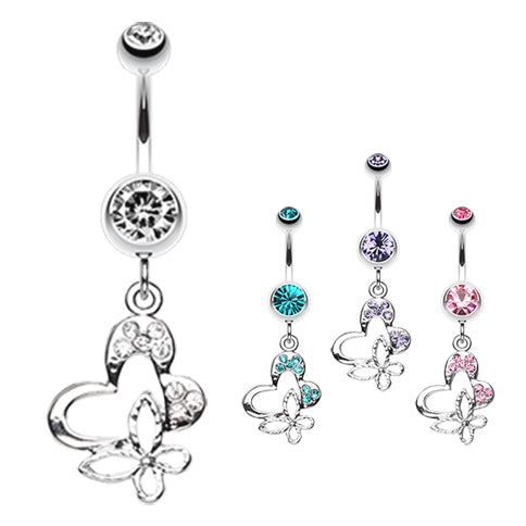 Butterfly Fusion Belly Dangle - Dangling Belly Ring. Navel Rings Australia.