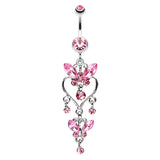 Sophistiqué Butterfly Chandelier Belly Ring - Dangling Belly Ring. Navel Rings Australia.